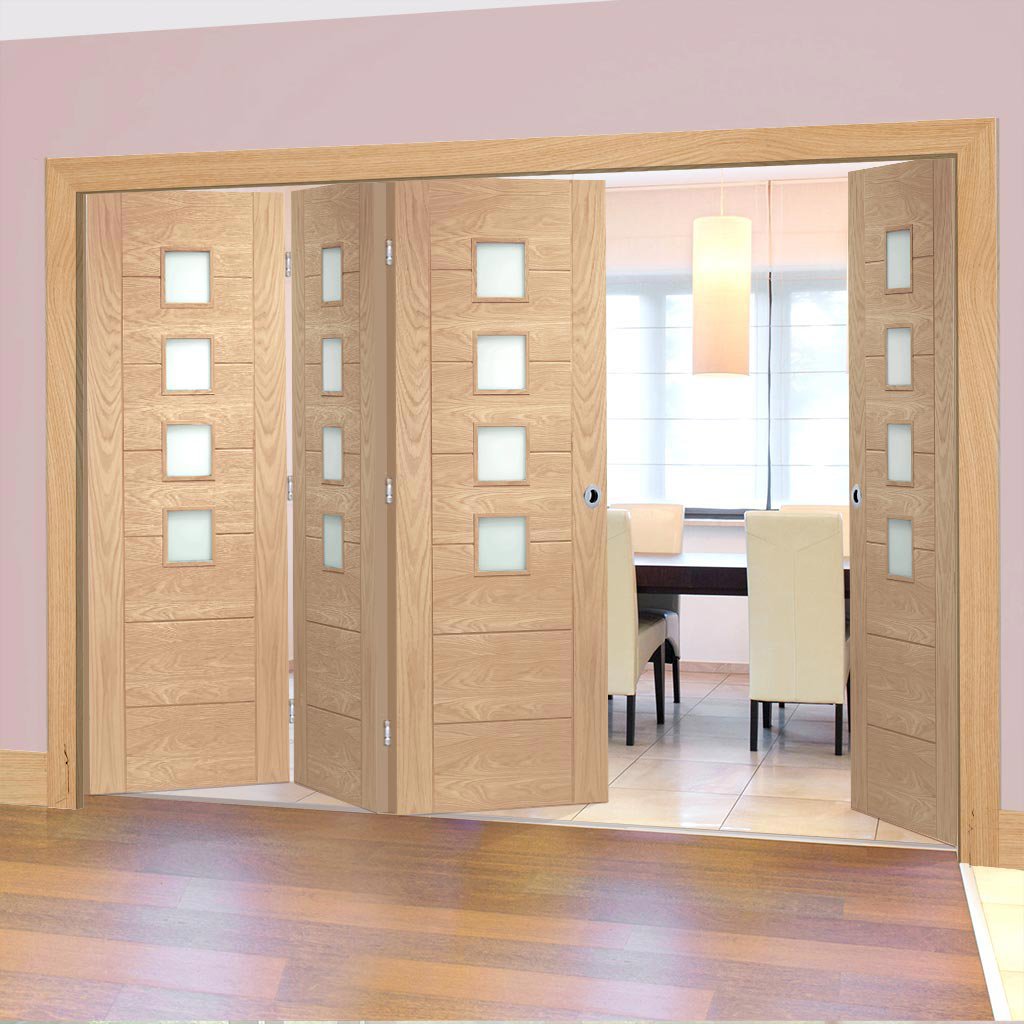 Bespoke Thrufold Palermo Oak Glazed Folding 31 Door Prefinished 7423