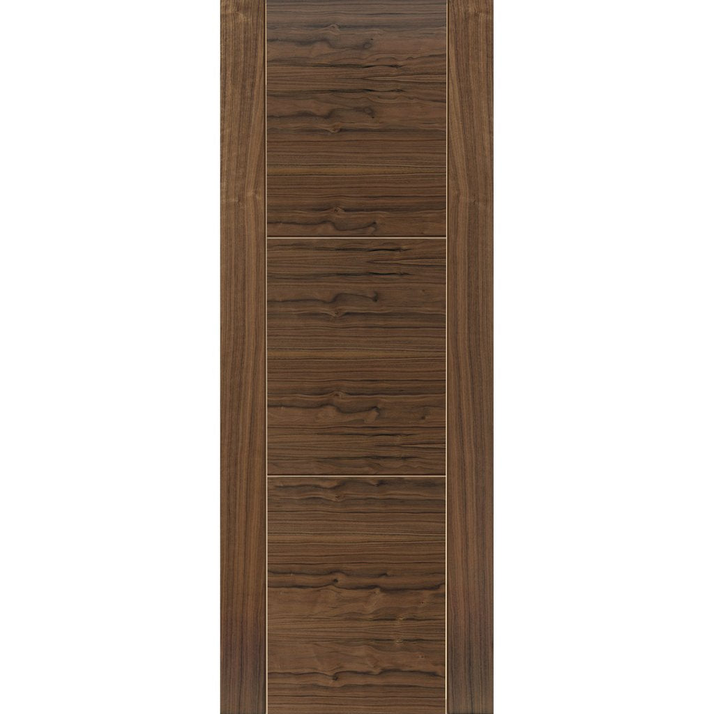 J B Kind Walnut Mistral Flush Internal Door - Decorative Grooves - Pre