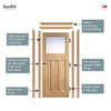 EasiKit Internal Door and Frame Kit - 1930's Oak Internal Door - Frosted Glass