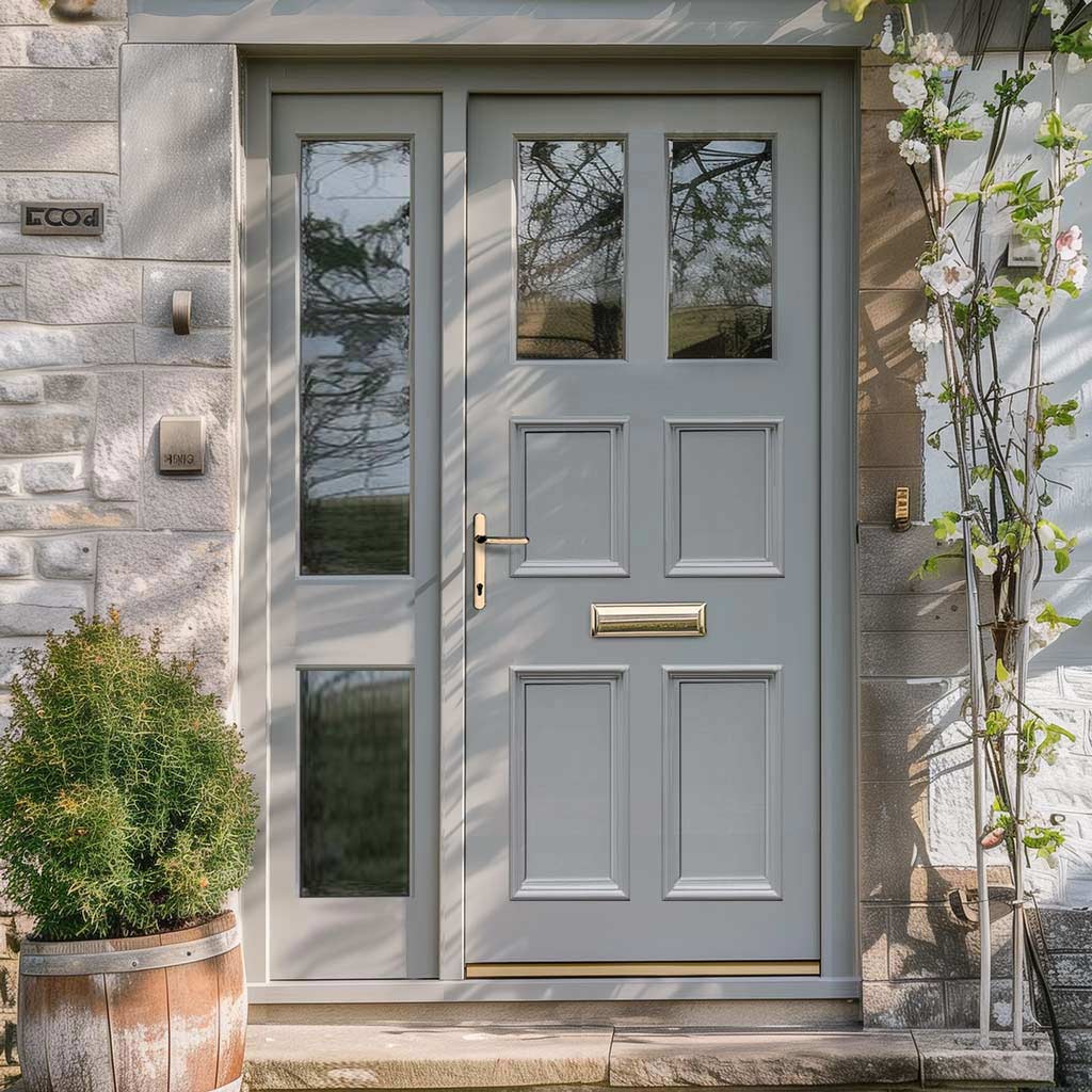 Exterior Victorian Ailsa Front Door with Single Sidelight - Customisable: Size, Colour, Glass and Sidelight Options