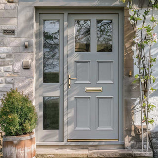 Image: Exterior Victorian Ailsa Front Door with Single Sidelight - Customisable: Size, Colour, Glass and Sidelight Options