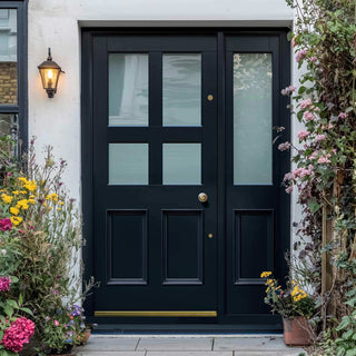 Image: Exterior Victorian Ailsa Front Door with Single Sidelight - Customisable: Size, Colour, Glass and Sidelight Options