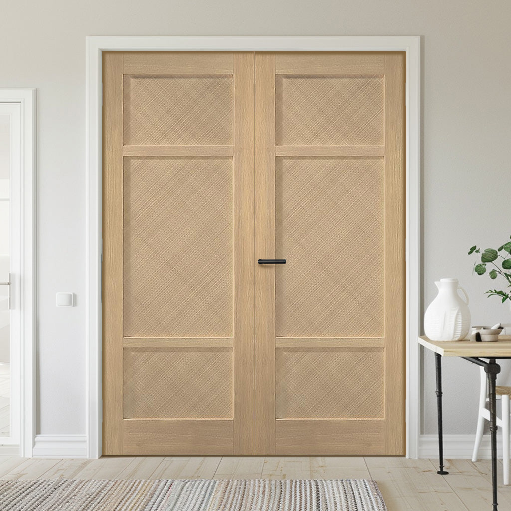 Alvin Oak Panel Internal Door Pair - Prefinished