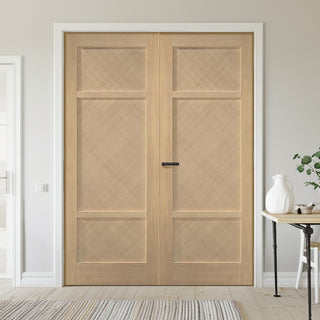 Image: Alvin Oak Panel Internal Door Pair - Prefinished