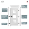 EasiKit Internal Door and Frame Kit - Amsterdam 3 Pane Internal Door - Clear Glass - White Primed