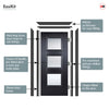 EasiKit Internal Door and Frame Kit - Amsterdam 3 Pane Black Primed Internal Door - Clear Glass