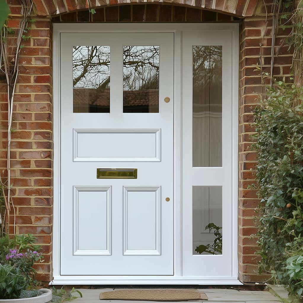 Exterior Victorian Arran Front Door with Single Sidelight - Customisable: Size, Colour, Glass and Sidelight Options