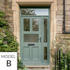 Exterior Victorian Arran 3L 2P Front Door with Single Sidelight and Transom - Customisable: Size, Colour, Glass and Sidelight Options