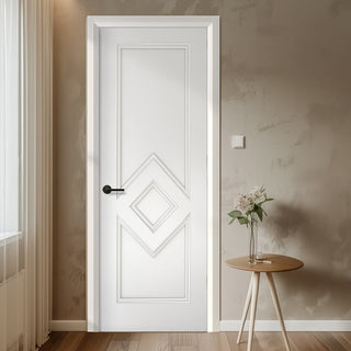 Image: EasiKit Internal Door and Frame Kit - Ascot White Primed Panel Internal Door