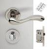 Bari Door Lever Bathroom Handle Pack - 4 Square Hinges - Polished Chrome Finish