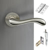 Bari Double Door Lever Handle Pack - 6 Square Hinges - Satin Finish - Combo Handle and Accessory Pack