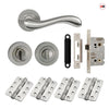 Bari Door Lever Bathroom Handle Pack - 4 Radius Cornered Hinges - Satin Finish