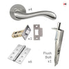 Bari Double Door Lever Handle Pack - 6 Square Hinges - Satin Finish - Combo Handle and Accessory Pack