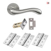 Bari Door Lever Handle Pack - 4 Square Hinges - Satin Finish