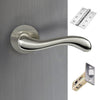 Bari Door Lever Handle Pack - 3 Square Hinges - Satin Finish