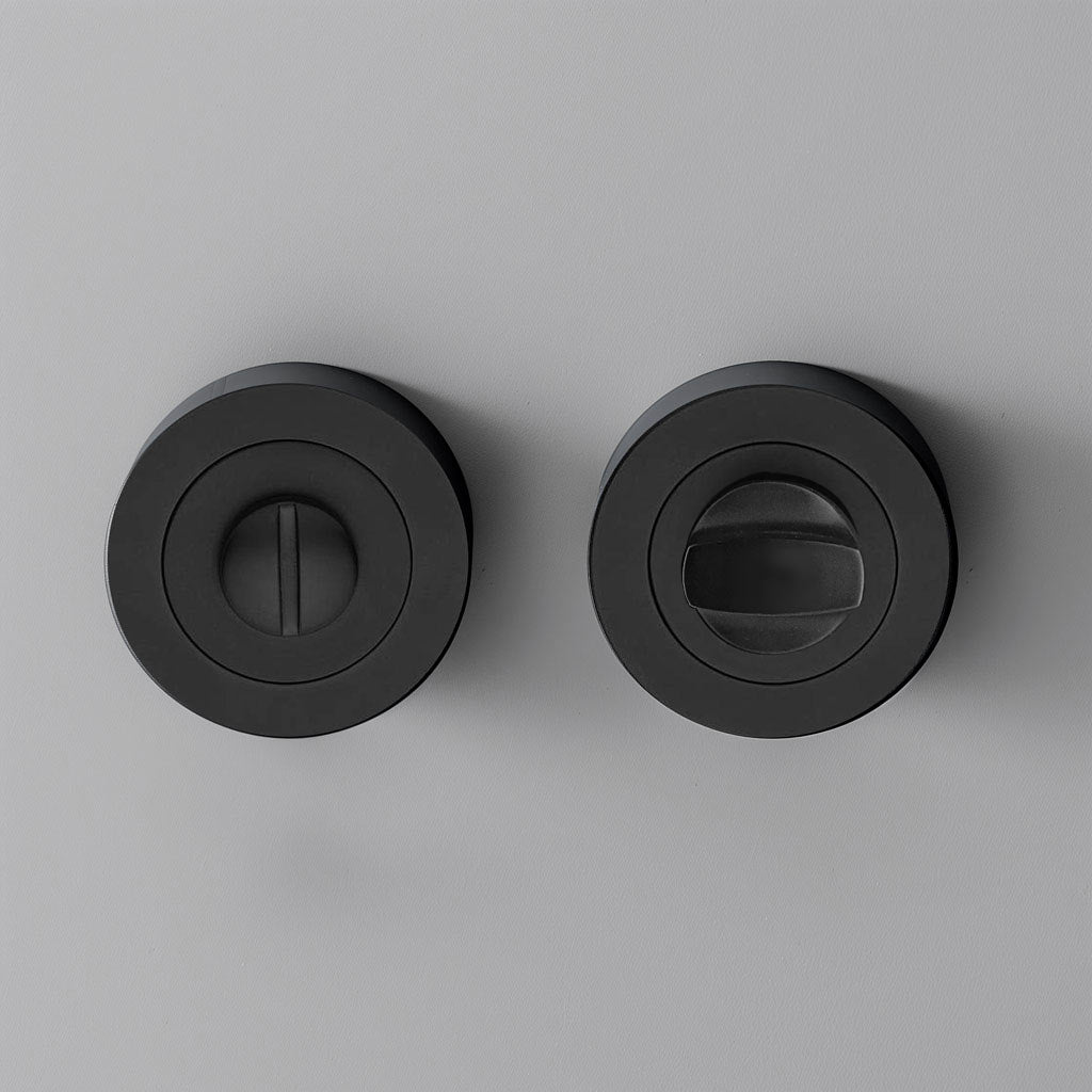 Milan Bathroom Round Thumb Turn - Matt Black