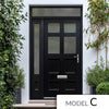 Exterior Victorian Bird 4L 4P Front Door with Single Sidelight and Transom - Customisable: Size, Colour, Glass and Sidelight Options