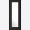 Premium Double Sliding Door & Wall Track - Diez Charcoal Black 1L Door - Raised Mouldings - Clear Glass - Prefinished