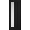 Mexicano Black Internal Door Pair - Vertical Lining - Offset Clear Glass - Prefinished