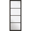 EasiKit Internal Door and Frame Kit - Soho 4 Pane Black Primed Internal Door - Clear Glass