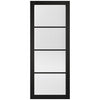 Soho 4 Pane Black Single Evokit Pocket Door - Clear Reeded Glass - Prefinished