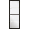 Premium Double Sliding Door & Wall Track - Soho 4 Pane Door - Clear Glass - Black Painted