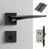 Zenith Door Lever Bathroom Handle Pack - 4 Square Hinges - Matt Black