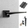 Zenith Double Door Lever Handle Pack - 6 Radius Cornered Hinges - Matt Black - Combo Handle and Accessory Pack