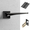 Zenith Door Lever Handle Pack - 4 Square Hinges - Matt Black