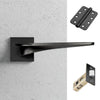 Zenith Door Lever Handle Pack - 4 Radius Cornered Hinges - Matt Black