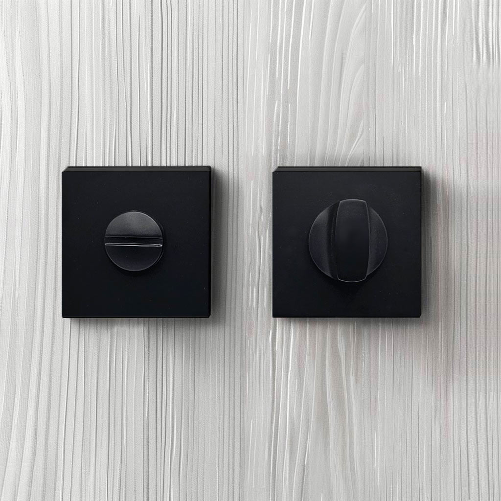 Quantum Bathroom Square Thumb Turn - Matt Black