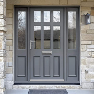 Image: Exterior Victorian Blackwell 6L 3P Front Door with Two Sidelights - Customisable: Size, Colour, Glass and Sidelight Options