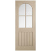 Mexicano Blonde Oak Internal Door Pair - Arched Square Top - Clear Glass - Prefinished