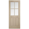 Mexicano Blonde Oak Internal Door Pair - Vertical Lining - Clear Bevelled Glass - Prefinished