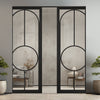 Bowery Black Absolute Evokit Double Pocket Doors - Clear Glass - Prefinished