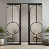 Bowery Black Double Evokit Pocket Doors - Clear Glass - Prefinished