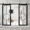 Top Mounted Black Sliding Track & Double Door - Bowery Black Internal Door - Clear Glass - Prefinished