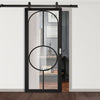 Top Mounted Black Sliding Track & Door - Bowery Black Internal Door - Clear Glass - Prefinished