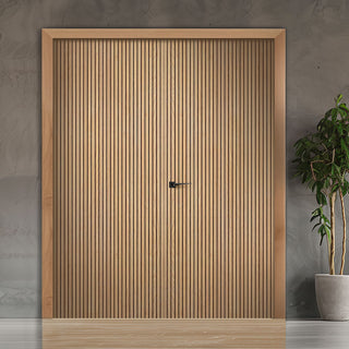 Image: Brisbane Oak Flush Internal Door Pair - Prefinished