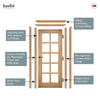 EasiKit Internal Door and Frame Kit - Bristol Oak Unfinished Internal Door - 10 Pane Clear Bevelled Glass