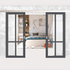 Double Sliding Door & Premium Wall Track - Eco-Urban® Bronx 4 Pane Doors DD6315G - Clear Glass - 6 Colour Options