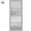 Top Mounted Black Sliding Track & Solid Wood Door - Handcrafted Eco-Urban Brooklyn 4 Pane Solid Wood Door DD6308 - Clear Reeded Glass - Mist Grey Premium Primed