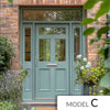 Exterior Victorian Nightingale Front Door with Two Sidelights & Transom - Customisable: Size, Colour, Glass and Sidelight Options