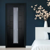 Cairngorm Black Lightly Grained Internal PVC Door - Clear Lines Style Sandblasted Glass