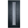 Cairngorm Anthracite Grey Lightly Grained Internal PVC Door  - Clear Lines Style Sandblasted Glass