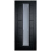 Cairngorm Black Lightly Grained Internal PVC Door - Clear Lines Style Sandblasted Glass