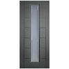 Cairngorm Slate Grey Lightly Grained Internal PVC Door - Clear Lines Style Sandblasted Glass