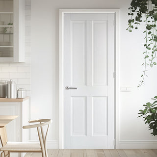 Image: EasiKit Internal Door and Frame Kit - Canterbury 4 Panel DSN Shaker Internal Door - White Primed