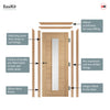 EasiKit Internal Door and Frame Kit - Carini Oak Internal Door - Long Clear Glass - Unfinished