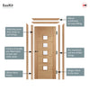 EasiKit Internal Door and Frame Kit - Carini 5 Pane Oak Internal Door - Clear Glass